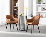 chairus Lot de 2 Chaises de Salle à Manger en Cuir PU Moderne Fauteuil Rembourrée Chaise Pivotante à 360° pour Bureau Salon (Marron-2 (Cuir PU))