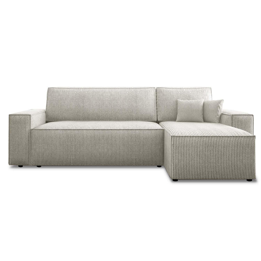 INTENSE DECO Canapé d'angle Convertible réversible Lorenzo en Velours côtelé Beige