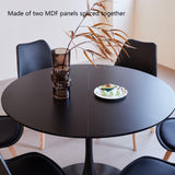GrandCA HOME Table de Salle à Manger Ronde Moderne Noir de 110 cm avec Piédestal Design Tulipe, Table de Loisirs Mid-Century pour Cuisine, Salle à Manger et Salon