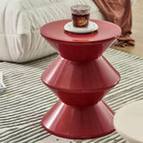 Petite table d'appoint ronde en plastique moderne et légère pour salon et chambre à coucher, design unique, table basse fonctionnelle (rouge)