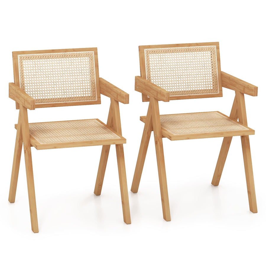 RELAX4LIFE Lot de 2 Chaise Salle a Manger en Bambou, Chaise Cannage Rotin avec Accoudoirs, Dossier Incurvé, Chaise Bois Chandigarh pour Salon Café Bar, Hauteur d’Assise 45 CM (2) RELAX4LIFE Lot de 2 Chaise Salle a Manger en Bambou, Chaise Cannage Rotin avec Accoudoirs, Dossier Incurvé, Chaise Bois Chandigarh pour Salon Café Bar, Hauteur d’Assise 45 CM (2)