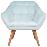 Fauteuil Scandinave Tapissé en Velours Bleu Clair de Qualité avec Dossier Capitonné pour Salon Design Rétro et Glamour Beliani