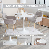 MEUBLE COSY Table Salle à Manger Ronde Scandinave 2-4 Personnes pour Salon Cuisine, en Bois d'ingénierie et métal, Blanc, 80x80x73cm