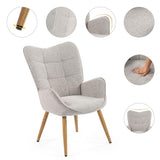 MEUBLE COSY Lot de 2 Fauteuil de Salon Chambre Scandinave Chaise Coiffeuse avec Accoudoirs et Assise Épais Pied Bois Massif Rembourré en Tissu Gris