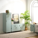 MEUBLE COSY Armoire Meuble de Rangement avec Portes et Étagères Caisson de Bureau en Métal pour Salon Chambre Entrée, Industriel, Vert Clair, 40x40x137cm