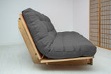 Canapé lit Yokahoma, Naturel, futon Gris, 200x120x24 cm