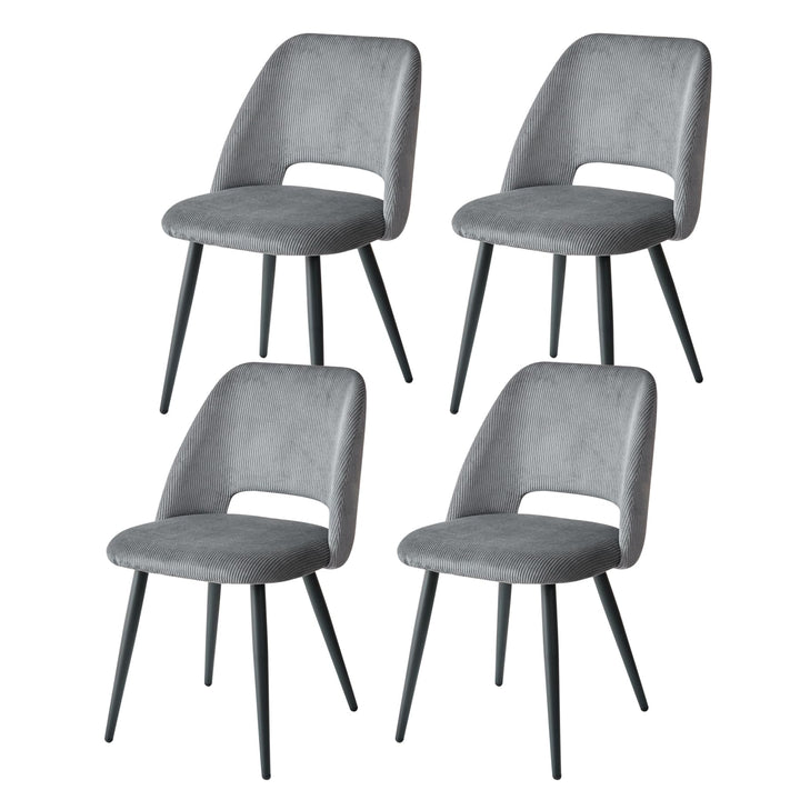 GrandCA HOME Lot de 4 Chaises de Salle à Manger Modernes, Dossier Creux en Velours Côtelé, Rembourrées, pour Salle à Manger, Cuisine, Salon et Chambre (Gris)