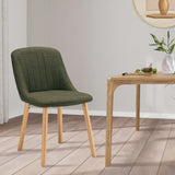 Goeurvant Chaises Salle à Manger Pieds Bois Lot de 4, Chaises Lin de Cuisine avec Dossier, Chaises Salon Modernes et Moelleuse, Vertes