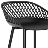 IDIMEX Lot de 2 tabourets de Bar IREK Chaise Haute pour Cuisine ou comptoir au Design Retro avec accoudoirs, en Plastique et métal Noirs, Hauteur d'assise 75 cm