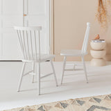 Alice's Home - Lot de 2 chaises Blanches à barreaux en Bois d'hévéa. Romie. L 50.8 x P 44.2 x H 90cm.