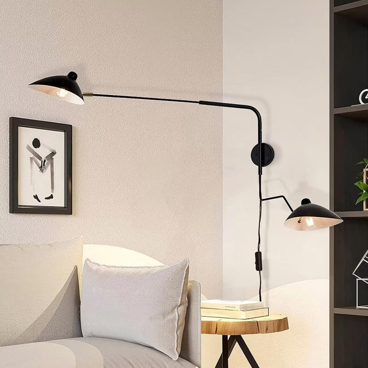 DESHOME Applique Murale avec Bras Articulé de Prise Noir 120cm Lampe Murale Industrielle Vintage Intérieur Longue Lumière Murale avec Câble et Interrupteur, pour Salon/Chevet/Bureau/Chambre d'Enfant