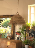 Suspension paille tressée, Suspension luminaire naturelle, Luminaire naturelle extérieur fait main