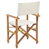 2 Chaises Fauteuils Metteur en Scène Pliantes en Bois Acacia Clair avec Accoudoirs et Assise Blanc Cassé Idéales pour Jardin Boho et Rétro Beliani