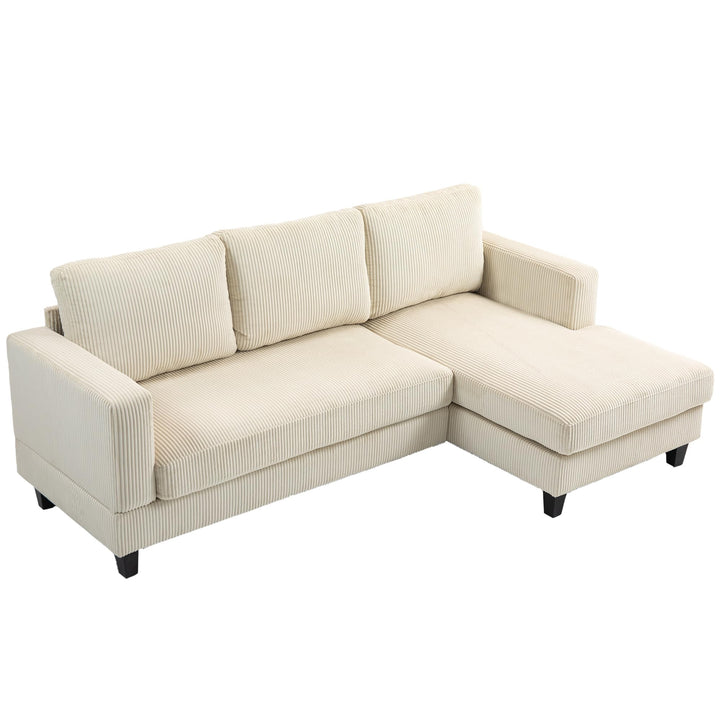 HOMCOM Canapé d'angle Velours Côtelé Canapé 3 Places 214 cm Beige