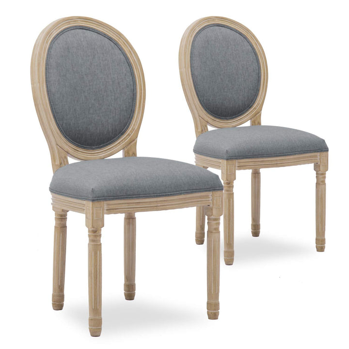 INTENSE DECO Lot de 2 chaises médaillon Louis XVI Tissu Gris