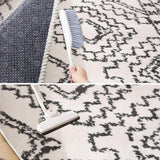 Leesentec Tapis Salon Abstrait Moderne à Motif Géométrique - Poil Court, Doux pour Chambre - Noir, Blanc, Beige, Ivoire (Ivoire/Noir, 200 * 250cm)