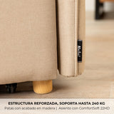 Nalui Nest 2 canapés lit 2 Places 3 en 1 avec Dossier réglable et 2 oreillers, supporte jusqu'à 240 kg, canapé 2 Places Convertible en lit de 120 x 190 cm, Beige