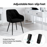 WOLTU Lot de 2 Chaises de Salle à Manger, Chaises de Cuisine Rembourrées avec Dossier, Accoudoirs, Pieds en Métal, pour Salon, Bureau, Coiffeuse, en Velours, Noir, EZS02sz-2