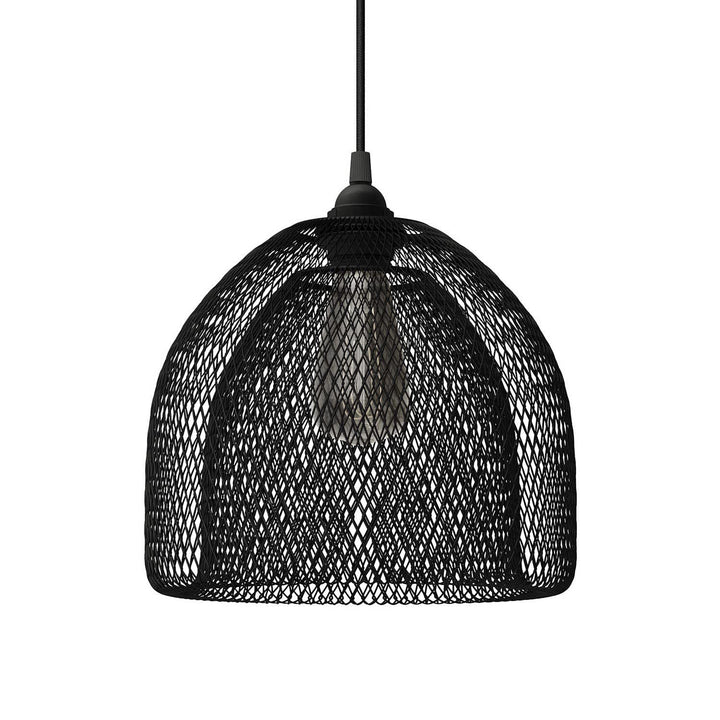 creative cables - Suspension fabriquée en Italie avec câble Textile, Abat-Jour Ghostbell XL et Finition en métal - avec Ampoule, Noir