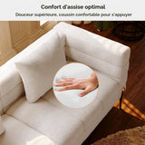 Homary Canapé 3 Places Bouclé Blanc, 200 cm, Assise Profonde pour Salon