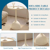 Table d'appoint avec Structure en Fer Robuste, Table d'appoint Ronde, Petite Table d'appoint pour Chambre à Coucher, Salon, Petits espaces, Facile à Assembler