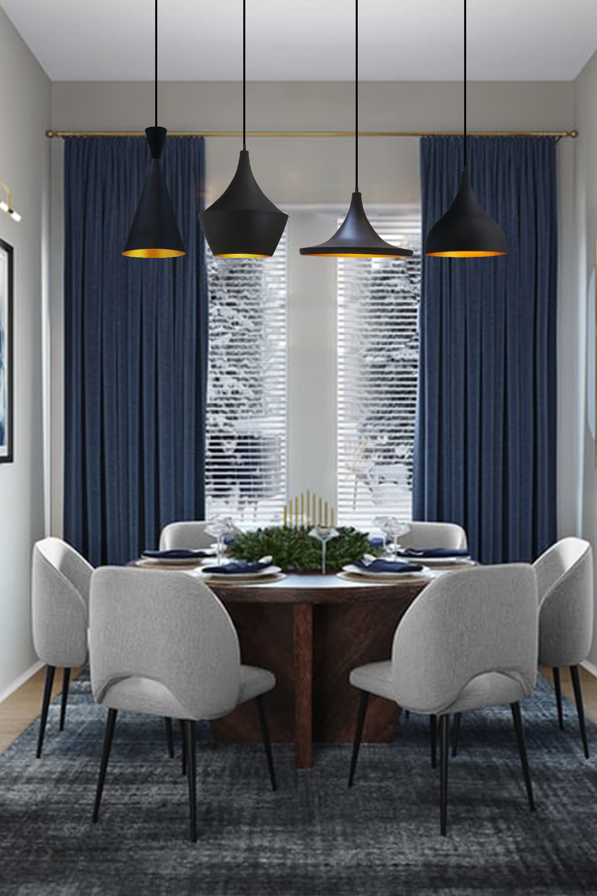 Bamyum Cole Suspension Luminaire Industrielle, Lustre Salon Peinte à La