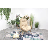 CONCEPT USINE | Fauteuil Oeuf sur Pieds Beige en Résine Noir Aspect Rotin | Design Jane | Structure en Acier | Coussin déperlant | Hamac Balançoire sur Pied terrasse Jardin Balcon | Résiste à l'eau