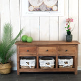 DESIGN DELIGHTS Commode Naturelle Rattan | 98 cm, Bois dacajou, avec paniers et tiroirs en rotin | Commode en Bois, Sideboard Vintage, bahut