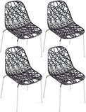 KAYELLES Lot de 4 chaises Cuisine Design Moderne ajourée Pied Chrome IKO (Noir)