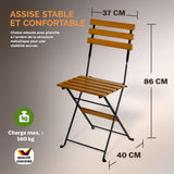 Casaria® Set de Meubles de Balcon 1 Table et 2 chaises Pliable en Bois d'Acacia Ensemble extérieur Salon de Jardin terrasse