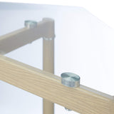 Relaxdays Basse en Verre, Dessus Table Trempé, Pieds Métal Aspect Bois HLP : 45 x 120 x 60 cm, Transparent/Marron, Durchsichtig/Braun