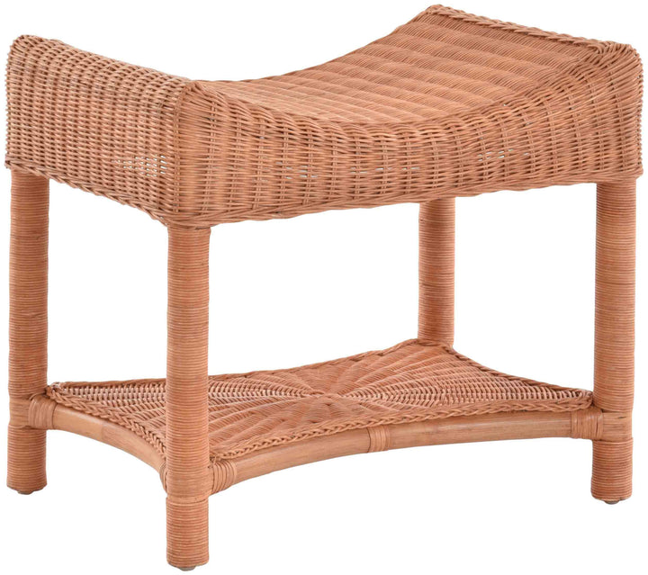 Krines Home Tabouret en rotin - Tabouret incurvé - En rotin véritable (terre cuite)