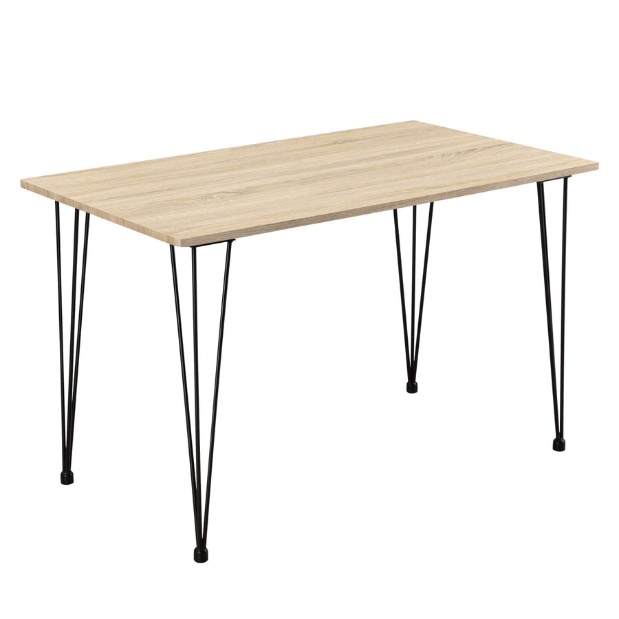 Table de Salle à Manger Cuisine Salon pour 4 Personnes Plateau MDF Pieds Acier Épingle à Cheveux 120 x 70 x 75 cm Effet Chêne et Noir Table de Salle à Manger Cuisine Salon pour 4 Personnes Plateau MDF Pieds Acier Épingle à Cheveux 120 x 70 x 75 cm Effet Chêne et Noir