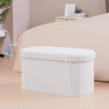 Bonlife Banc de 76 cm avec Espace de Rangement, Coffre Pliable, BoîTe de Rangement, Repose-Pieds Elliptique, 76 X 38 X 38 cm, Blanc