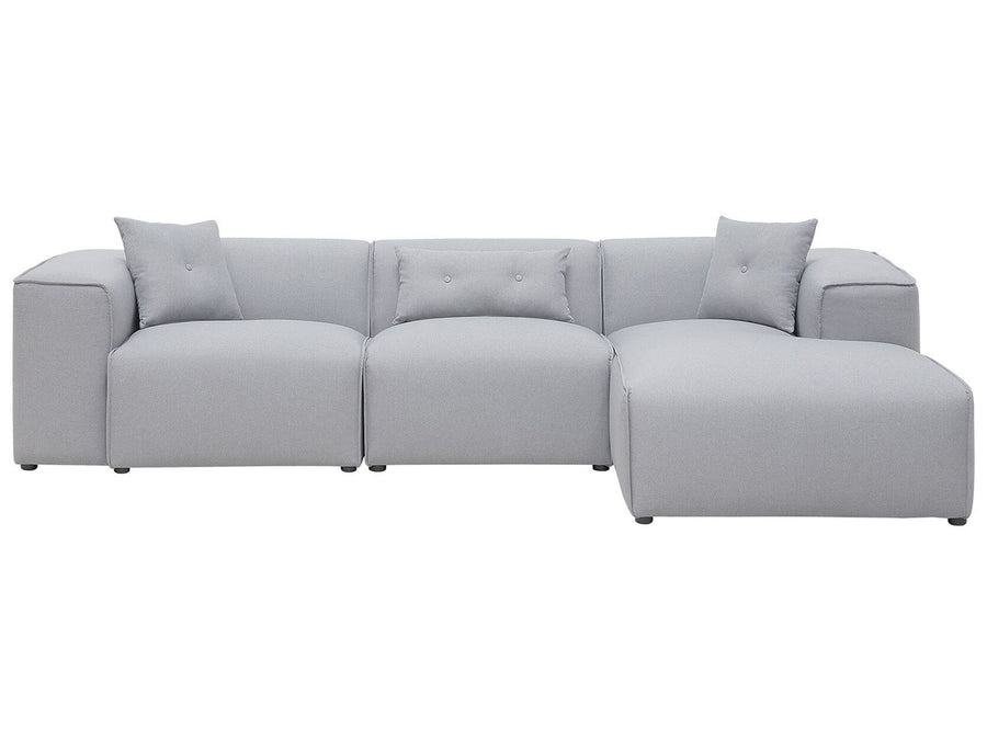Canapé d Canapé d'Angle en Tissu Gris Clair Moelleux et Confortable pour Salon au Style Moderne et Minimaliste Beliani