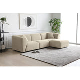 CONCEPT USINE | Canapé Modulable en Velours Côtelé | 3 Places + 1 Pouf | Monroe Beige | Style Moderne et Ultra Tendance | Large Assise et Pouf Modulable | Revêtement : Tissu 100% Polyester