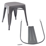 Amazon Basics Lot de 4 chaises de salle à manger empilables en métal avec dossier pour bistrot, cuisine, intérieur et extérieur, Gris Foncé, 51 x 43 x 85 cm