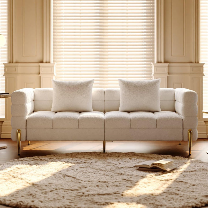 Homary Canapé 3 Places Bouclé Blanc, 200 cm, Assise Profonde pour Salon Homary Canapé 3 Places Bouclé Blanc, 200 cm, Assise Profonde pour Salon