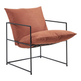 [en.casa] Fauteuil Confortable avec Coussins Rembourrés Housse Amovible et Lavable Siège Stable Design Intemporel pour Salon Chambre Bureau Métal Polyester 90 x 61 x 70 cm Noir Orange