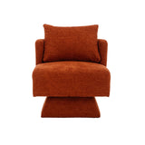 HOFURNI Fauteuil tonneau pivotant moderne du milieu du siècle pivotant à 360°, en velours confortable, parfait pour le salon, la chambre, le bureau et le coin lecture (orange)