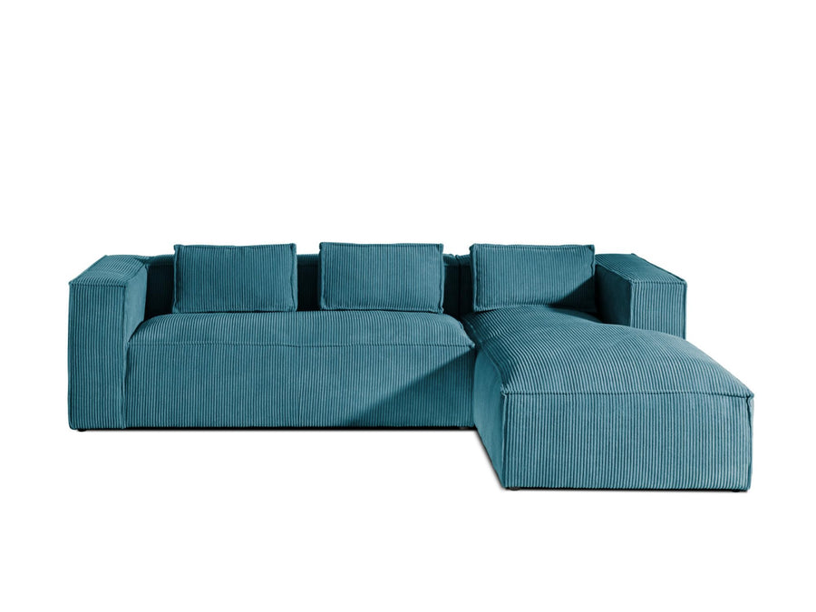 Lisa Design - Canapé d'angle Droit - Stella en Velours Côtelé - Sofa Bleu Canard 4 Places - Salon