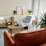 Atmosphera - Canapé 3 Places Candice Orange Ambre, Tissu Velours Déperlant, 194 cm, Fabriqué en France - pour Salon, Séjour