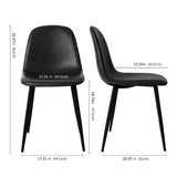 CangLong Lot de 2 chaises de Salle à Manger Chaises de Cuisine rétro rembourrées pour la Cuisine et la Salle à Manger, chaises scandinaves en Similicuir avec Pieds en métal, Noir