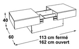 Berlioz Creations Amelie Table Basse, Blanc Brillant/Noir, 94 x 9 x 60 cm, Fabrication 100% Française