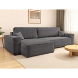 LOUNGITUDE Canapé Farah d'angle Max réversible et Convertible 5 Places en Velours côtelé