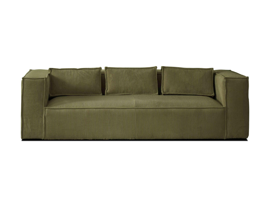 Lisa Design - Stella - canapé Fixe 3 Places - en Velours côtelé - Style Contemporain, Vert
