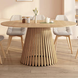 IDMarket - Table à Manger Extensible Ronde Carmen 110-150 cm Lattes Bois