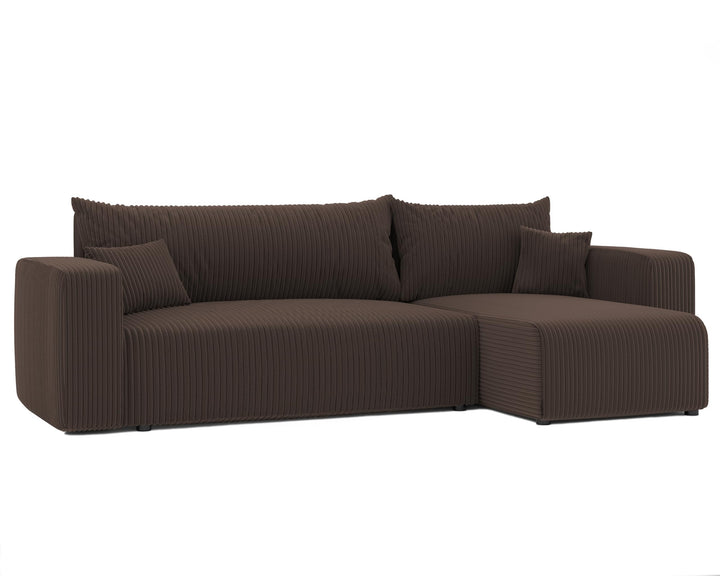GREKPOL Canapé d GREKPOL Canapé d'angle Convertible 145x248 à Gauche ou à Droite - Canapé 3 Places Convertible - Canapé avec Espace de Rangement - Canapé Lit - Canapé Convertible - Sofa Marron