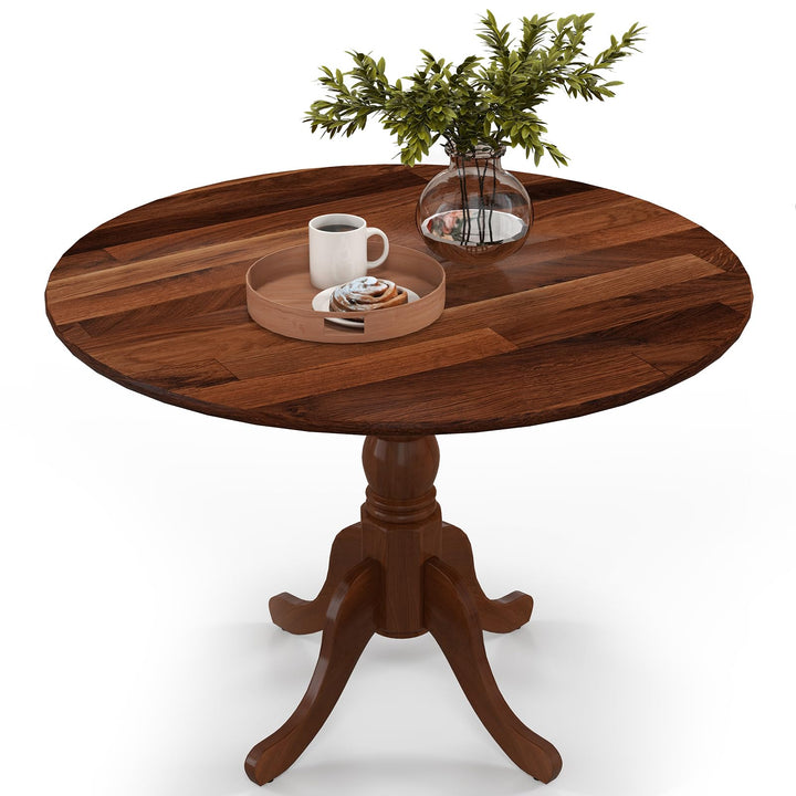 GIANTEX Table à Manger Rustique en Bois avec Plateau Rond et Pieds Incurvés, Table Ronde pour 4 Personnes, Cadre en Bois de Caoutchouc, pour Cuisine, Salle à Manger, Salon, 100 x 100 x 73 cm (Noyer)