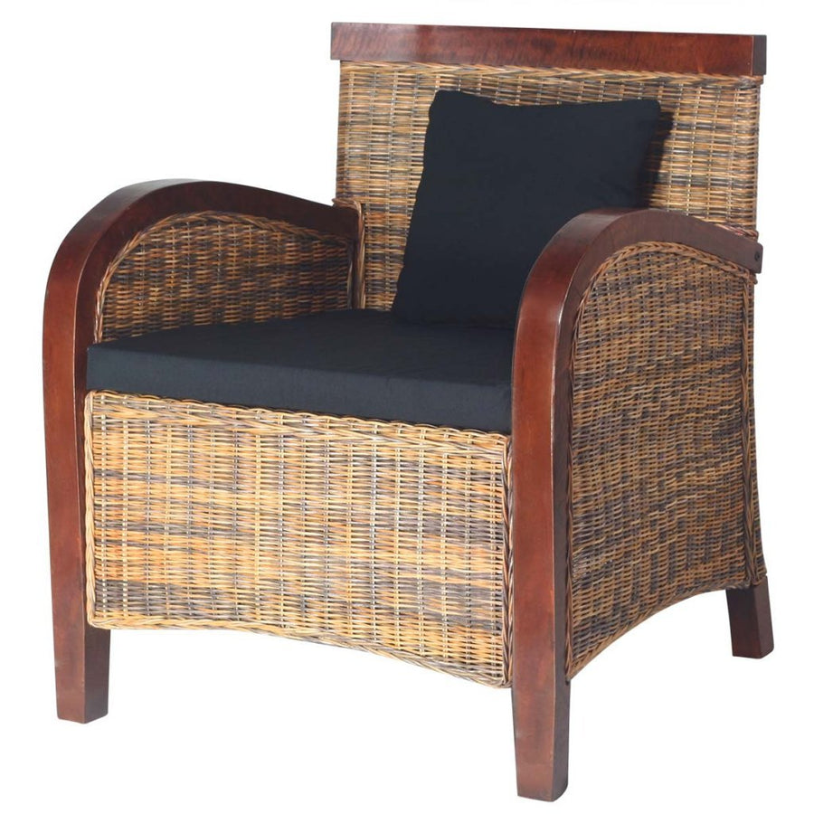 Festnight Fauteuil en Bois de manguier Massif + rotin Authentique tissé à la Main Festnight Fauteuil en Bois de manguier Massif + rotin Authentique tissé à la Main